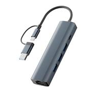USB C Hub with 3 x USB 3.0, USB C and 1000M Gigabit Ethernet RJ45 Port, 5 in 2 USB Multiport Adapter Compatible with MacBook/Pad Pro/Dell/HP Laptop/Phones