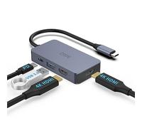 USB C Hub with Dual HDMI - 4 in 1 Travel Dock, USB-C to 2X 4K HDMI, 100W PD Charging, USB 3.0 Port - Compatible with PC, MacBook, iPad, Nintendo Switch, etc.
