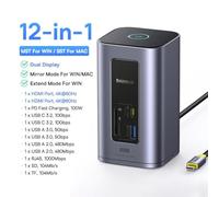 USB C Hub With Dual HDMI 4K60Hz USB 32 Adapter RJ45 SD TF Card Reader PD 100W Docking Station For Compatible Devices(12-in-1 HDMI SD TF)