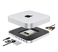 USB-C Hub with Hard Drive Enclosure for Mac Mini M1/M2/Studio Type-C Docking Station Aluminium Stand & Hub New MacMini with SATA SSD/HDD Slot, USB 3.0 & 2.0 Ports, SD/TF Card Readers HDMI/VGA Ports