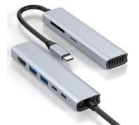 USB C Hubs 7 IN 1 Adapter with HDMI 4K, 2 USB-C 3.0 Ports, SD/TF Card Slot Reader, 100W Fast Charging, Compatible with MacBook Pro & Air, Laptop and Type C Devices, Monitor, projector