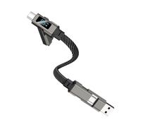 USB C Keychain | 4 In 1 LED Display Short 65W Charger Cord | High Speed Data Transfer Cables - for Travel Camping Daily Work Home Office Outdoor Commute Road Trips
