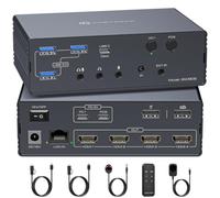 USB C KVM Switch 4 Monitors 2 Computers Docking Station 4K60Hz for M1/M2/M3/M4 Thunderbolt KVM Switch Support USB3.0/USB C in DP/HDMI Out with Displaylink Copy/Extended Mode