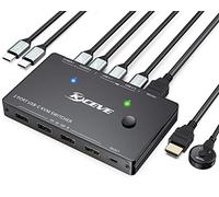 USB C KVM Switch 4K@60Hz,MLEEDA USB C Switch for 2 Computers Share 1 Monitor and 4 USB Devices, with 100 W Power Delivery Option,Wired Remote and 3 Cables Included