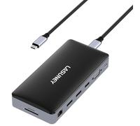 USB C Laptop Docking Station, 15 in 1 Triple Display Multiport Adapter with 3 Monitors Dock Compatible for Macbook/Dell/HP/Lenovo Laptops (Dual DP, HDMI, VGA, USB C/A, RJ45, SD/TF, Mic/Audio, PD)Black