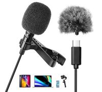 USB C Lavalier Microphone Type C Clip-on Lapel Omnidirectional Condenser Mic with Microphone for iPad Samsung S23/S22/S21/S20 /S8/S7/S6 for iPhone Series Streaming Recording Interview Podcast Voice