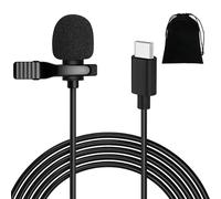 USB C Lavalier Microphone Type C Stereo Clip MIC External Lapel Clip for iPhone 16/15 Pro Max Samsung S21 S20 S10 Tablet PC lip On Omnidirectional Condenser Lapel Mic with 1.5m Cable