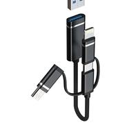 USB C Lightning Micro USB male to USB-A female adapter 3 in1 OTG 3.0 cable for iphone 16 15 14 for ipad Type C connector compatible with Samsung audio playback USB flash drive external for PC tablet