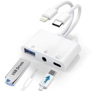 USB-C & Lightning to 3.5mm Headphone Adapter, Lightning to USB C Adapter