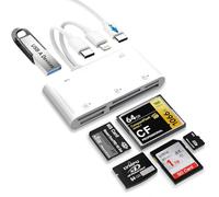 USB C & Lightning to SD Card Reader for iPhone/iPad/Android, 7-in-1 Memory Card Adapter Supporting SD/MicroSD/CF/MS/XD Cards, USB OTG Camera Adapter with Portable Design, Fast Charging & Plug and Play