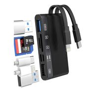 USB C Lightning to SD Card Reader USB Adapter(6 in 2)Type C OTG 3.0 2.0 Charging Dongle for iPhone 16 15 14 Pro Camera Micro SD TF Memory Transfer for iPad for Apple Flash Drive Compatible for Samsung