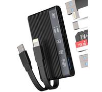 USB C Lightning to SD Micro SD Card Reader USB 3.0 USB 2.0 Charging Adapter(6in1)for Apple for iPhone 16 15 for iPad Pro Macbook Digital Camera TF Slot Memory Card Multiport OTG Charger Android Laptop