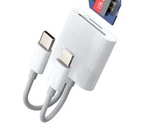 USB C Lightning to TF SD Card Reader Adapter(2in1)for iPhone 16 15 14 for Apple Camera Micro SD Macbook Android for iPad Flash Drive Transfer Memory Stick Computer OTG Converter Compatible for Samsung