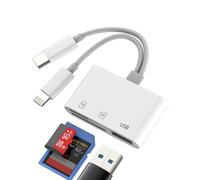 USB C Lightning to USB Adapter SD Card Reader (3 in 2)for Apple iPhone 16 15 14 for iPad Digital Camera Micro SD TF Memory Flash drive OTG Cable Type C Android Compatible for Samsung MacBook Computer