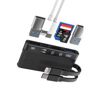 USB C Lightning to USB OTG 3.0 Adapter (6 in 2) SD Card Reader Micro SD Card Reader for iPhone 16 15 14 TF Card Reader for iPad Type C Charger Cable for Apple Camera Memory Compatible with Samsung