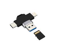 USB C Lightning USB A to Micro SD Card Reader Adapter(3in1)for iPhone 16 15 14 Pro for Apple Digital Camera TF Memory Photo Data Transfer Android for iPad MacBook Laptop Flash Drive Storage Converter
