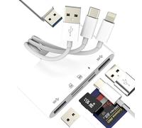 USB C Lightning USB HUB (6in1)for Apple OTG 3.0 Adapter TF SD Card Reader Type C Charger Cable Converter for iPhone 16 15 14 Pro for iPad MacBook Micro SD Memory Photo Transfer External Storage Stick
