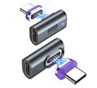 USB C Magnet Adapter 240W, 24Pins Magnetic USB C Adapter(2 Pack), 90 Degree Right Angle Adapters, 40Gbps Data Transfer, 8K 60Hz Video Output for Thunderbolt 3/4 MacBook Pro/Air, 1Phone 16/15, Laptop