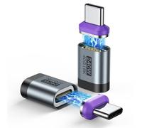 USB C Magnet Adapter 240W, 24Pins Magnetic USB C Adapter(2 Pack), Straight Adapters, Support 40Gbps Data Transfer, 8K 60Hz Video Output for Thunderbolt 3/4 MacBook Pro/Air, 1Phone 16/15, Laptop,Pad