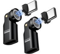 USB C Magnetic Adapter 240W (2Pack) - 9 PIN Magnetic Type-C Adaptor with 180° 360° Rotating, Right Angle USBC to USB C 90 Degree Adapter for iPhone 17 Air 16 15 Pro Max,MacBook/iPad,Galaxy, Pure Black