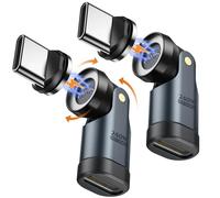 USB C Magnetic Adapter 240W (2Pack) - 9 PIN Magnetic Type-C Adaptor with 180° 360° Rotating, Right Angle USBC to USB C 90 Degree Adapter for iPhone 17 Air 16 15 Pro Max, MacBook/iPad, Galaxy, Gray