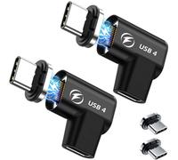 USB C Magnetic Adapter 240W, 90 Degree Right Angle Adapter, 24 Pins 40Gbps 8K 60Hz USB-C Compatible with Thunderbolt 3/4 for MacBook Pro/Air, Laptops, Smartphones and More Type C Devices(2 Pack)