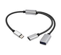 USB C Male To Double Female Port Extender USB C Extension Cable Power Spliter Adapter Hubs For Car Laptop