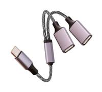 USB C Male to Dual USB A Female Adapter(10 inch long), USB C to Double USB A Splitter, C to Two Type A 2.0 OTG Adapter, Multiple Hub for Laptop,Tablet,Telephone,Flash Disk Drive, Gaming Consoles(Grey)