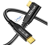 USB C Monitor Display Cable 8K@60HZ [1.2M, 2 Pack] Right Angle USB4 for Thunderbolt 4 Cord, 40Gbps Data Transfer, 240W Charging Compatible with USB C 3.2 Gen 2, MacBook, iPhone 17, Portable Moniter