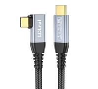 USB C Monitor Video Display Cable Right Angle 1.2M, 8K/4K@60Hz 40Gbps 240W Braided Gold-Plated, Thunderbolt 4/3 Cable Compatible, for MacBook, iPhone 17/16/15, Laptop, Dock, Hub, Camera, VR Device