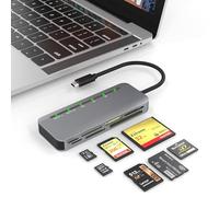 USB C Multi Card Reader 7-in-1 Aluminum SD/Micro SD/CF/MS/XD Card Reader, 5Gbps High Speed Camera Card Reader for SDXC SDHC TF CF MS MMC, Sony Memory Stick Pro Duo Adapter Read 5 Cards Simultaneously