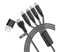 USB C Multi Charger Cable 4 in 2 Fast Charging 3M/10Ft [Apple MFi Certified] USB A/USB C to Micro USB+Type C+2 Lightning, Universal Charger Cable for iPhone/Android(Type C Not for i pad & iPhone15)