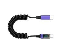 USB C PD100W Cable with Intelligent Digital Screen 100W Fast Charging Fast Data Transfer Wire for Electronic Devices