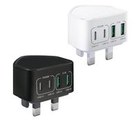 USB C Plug, 2-Pack 40W 4-Port Fast Charger Plug Adaptor UK for iPhone 17 16 15 14 13 12 Pro Pro Max Plus, Samsung, iPad, Dual PD Power Adapter + QC Wall Charger, Multi Type C Charging Plug