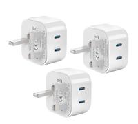 USB C Plug,20W 3 Pack USBC Wall Plug for Apple iPhone Fast Charger Plug UK for iPhone 16/15/15 Pro/15 Pro Max/14/14 Pro/13/13 Pro/12/12 Pro/11/ipad,Dual Port USBC Charging Plug for Apple Watch/ipad