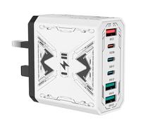 USB C Plug - 25W 6-Port Fast Charger Plug UK PD Power Adapter + QC Wall Charger Plug, Multiport Type C Charging Plug for iPhone for Samsung(White)