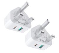 USB C Plug, 2PACK 25W USB A and C Charger Plugs UK Fast Charge for iPhone Apple 17 Pro Max/17 Air 16e 16 Plus/16 Pro Max 15 14 13 12 11 SE Watch iPad Mini Air A16, Type A USBC Port Wall Charging Plug