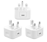 USB C Plug, 3 Pack [MFi Certified] 20W Fast Charger Plug for iPhone 16/15/14/13/12/11 Pro/Pro Max/XS Max/XS/XR/X/SE 2022/10/8, Galaxy, PD 3.0 Wall UK Type Power Adaptor