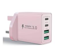 USB C Plug, 40W 4-Port Fast Charger Multi USB Plug UK Dual Port PD USBC Power Adapter+QC Wall Charger, Type C Fast Charging for iPhone 16 Pro Max 15 14 13 12 11 Pro Max XS XR SE 8 7, iPad