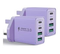 USB C Plug,40W 4-Port Fast USB C Charger Plug Dual Port PD Power Adapter + QC Mains Wall Chargers Type C Charger Plug for iPhone 16 15 14 13 12 Pro Max 8 iPad, Samsung