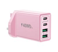 USB C Plug, 40W 4-Port Multi USB Plug UK Fast Charger Plug Dual Port USB-C Power Adapter + QC USB Wall Charger Head Multiport Type C Charging Plug for iPhone 16 15 14 13 12 11 Pro Max, iPad, Samsung