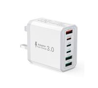 USB C Plug, 6-Port 40W Multi USB Charger Plug UK with Power Adapter +QC Wall Plug Multiport Mains, 3 Type C+3 USB A Ports Charging Plug for iPhone 16 15 14 13 12 11 Pro Max Plus XS XR SE,Samsung, iPad