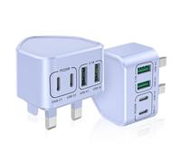 USB C Plug Fast Charge, 2-Pack 40W 4-Port Charger Plug UK Adapter Power for iPhone 17 16 15 14 13 12 Pro Pro Max, Samsung, iPad, Dual PD + QC USB Wall Charger, Multi Type C Charging Plug