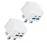 USB C Plug Fast Charge,2 Pack 40W 4-Port Multi USB and Type C Fast Charger Plug Charging for iPhone 16 15 14 13 12 11 Pro Max SE XS XR 10 iPad, Samsung Galaxy,Dual Port USBC Power Adaptor UK Wall Plug