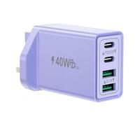 USB C Plug Fast Charge, 40W 4-Port Multi USB Plug UK Dual Port USB C Power Adapter + QC Wall Mains Charger Head, Type C Charging Plug for iPhone 17 16 16e 15 14 13 12 11 Pro Max, iPad, Samsung