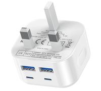 USB C Plug Fast Charge, 40W Multi USB Plug UK Fast Charger Plug 4-Port Dual Port 20W USBC Power Adapter+QC Wall Charger Head Type C Charging Plug for iPhone 16 15 14 13 12 11 Pro Max Plus,iPad,Samsung