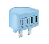 USB C Plug Fast Charge, 40W Mutil USB Plug UK 4-Port Dual Port USB C Power Adapter+ QC Wall Charger Head, Type C Charging Plug for iPhone 17 16 15 Pro Max Plus, Samsung Galaxy, iPad