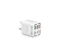 USB C Plug Fast Charge, 50W 6-Port Multi USB Charger Plug UK, 30W PD/PPS + 20W QC Power Adapter, Mains Type C Charging Plug for iPhone 17 16 15 14 13 12 11 Pro Max, iPad, Samsung Galaxy