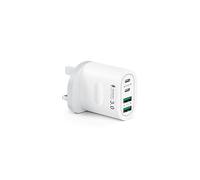 USB C Plug Fast Charge, 60W 4-Port Multi USB Plug UK Dual Port PD Power Adapter (5V/3A, 9V/3A, 12V/2.5A)+QC Mains Wall Charger, Type C Fast Charging for iPhone 16/15/14/13/12 Pro Max, Samsung, iPad