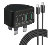 USB C Plug Fast Charge with 60W 2M USB C Cable for iPhone 17 16 15 Pro Max Plus, iPad, Samsung Galaxy, 40W 4-Port Dual Port USBC Power Adaptor Type C Wall Plug